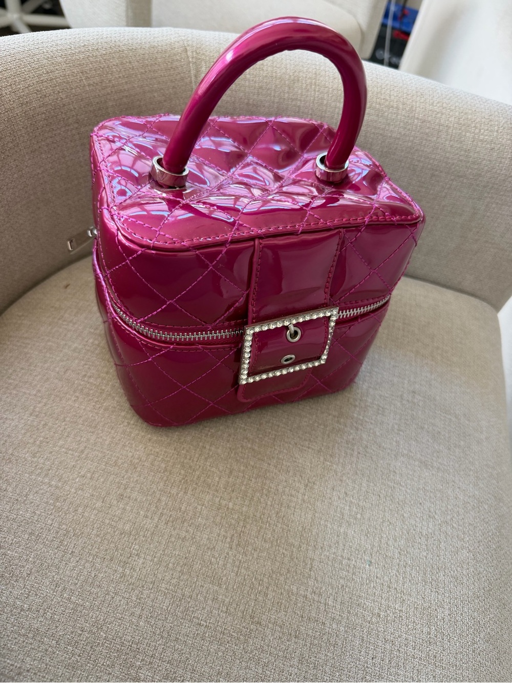 Dolls Kill Patent Quilted Mini Top-Handle Bag in Hot Pink
